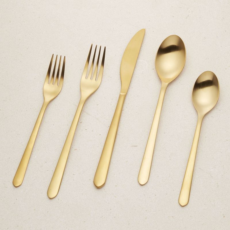 CRATE & BARREL - Cubiertos Jasper Dorados 4 Puestos (20 Piezas) 