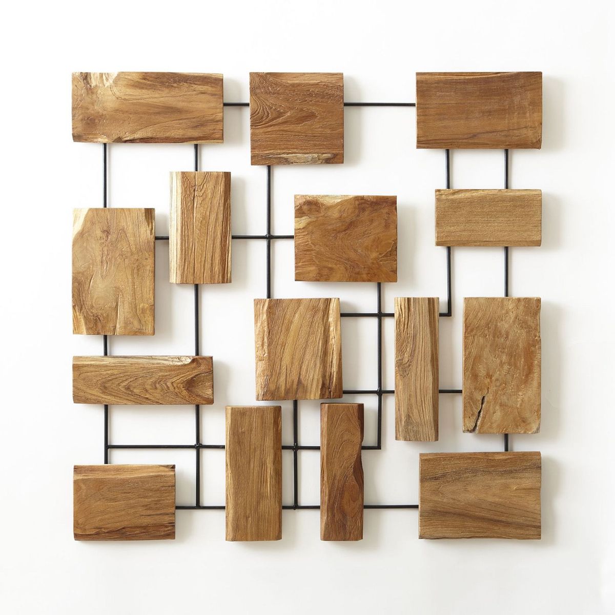 CRATE & BARREL - Arte de pared Marcel en Madera teca 98 cm x 98 cm 