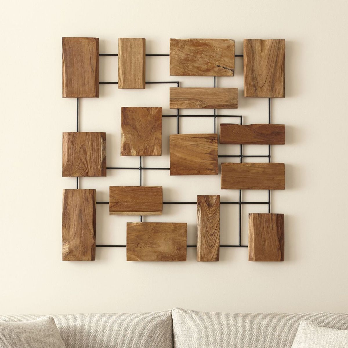 CRATE & BARREL - Arte de pared Marcel en Madera teca 98 cm x 98 cm 