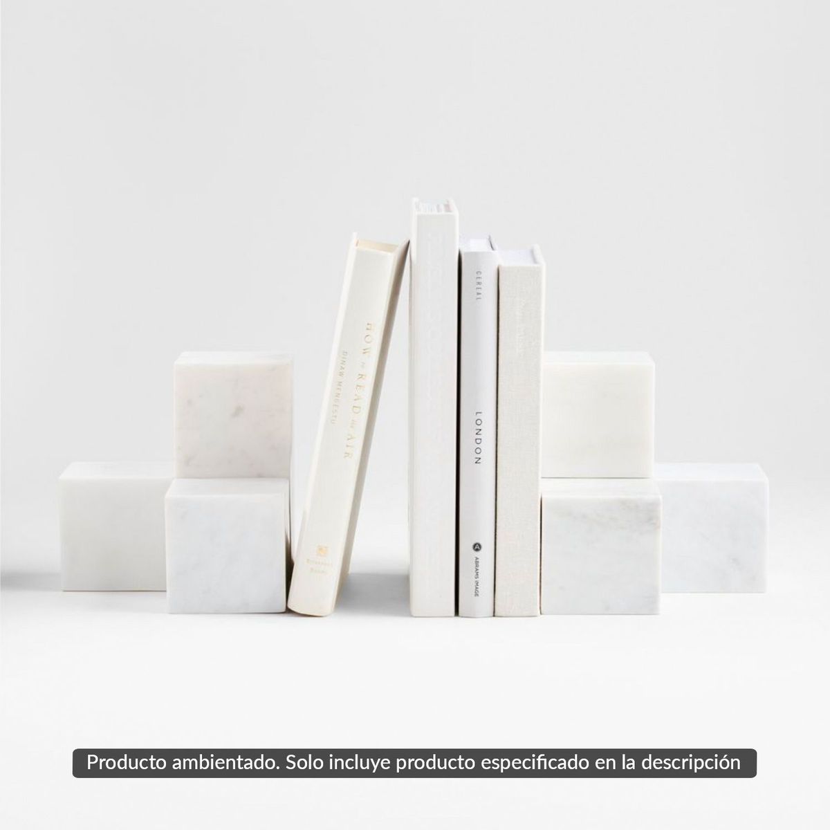 CRATE & BARREL - Figura decorativa Sujetalibros Cubos en Mármol 14 cm x 14 cm 