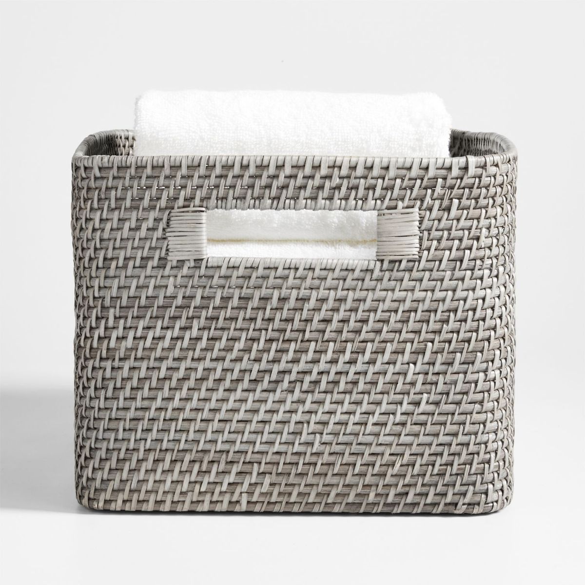 CRATE & BARREL - Caja Organizadora Sedona Gris en Ratán 37 x 22 cm