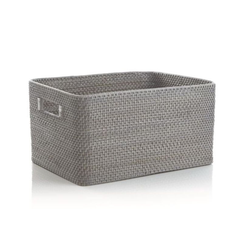CRATE & BARREL - Caja Organizadora Sedona Gris en Ratán 37 x 22 cm