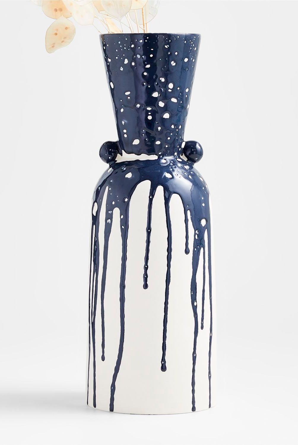 CRATE & BARREL - Jarrón Drip Cel Azul en Arcilla 41 x 15 cm