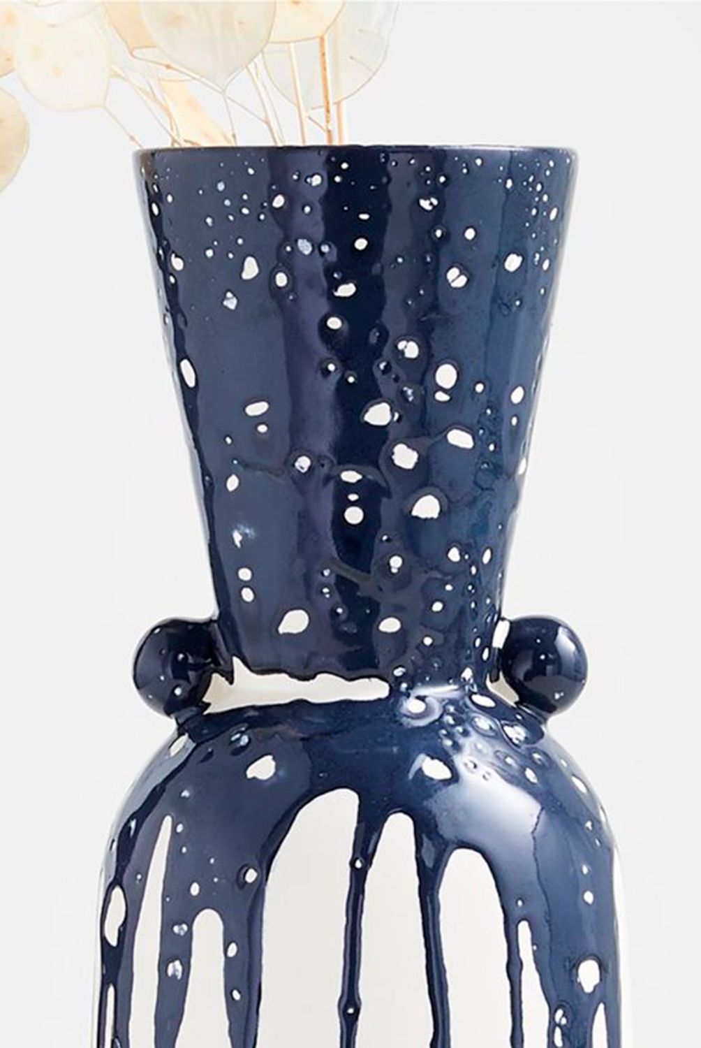 CRATE & BARREL - Jarrón Drip Cel Azul en Arcilla 41 x 15 cm