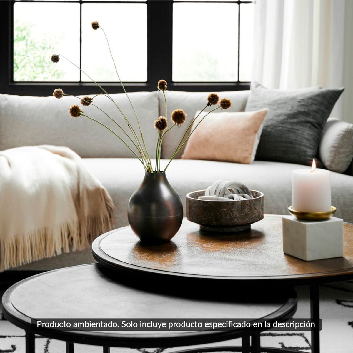 CRATE & BARREL - Candelabro Mármol Sain 12 x 11 cm