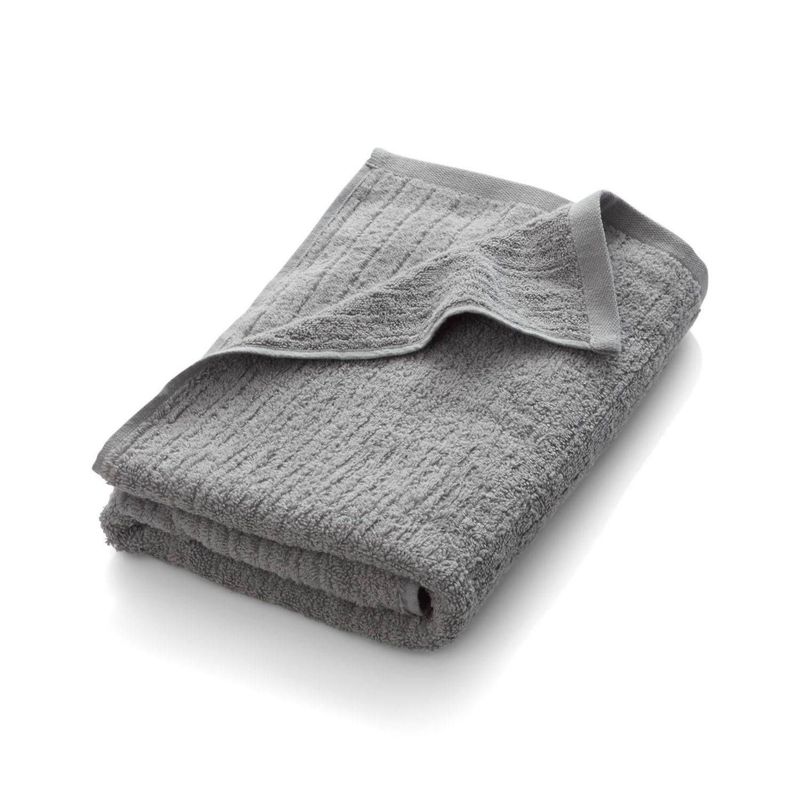 CRATE & BARREL - Toalla de Cuerpo Acanalada Gris en Algodón 69 x 140 cm
