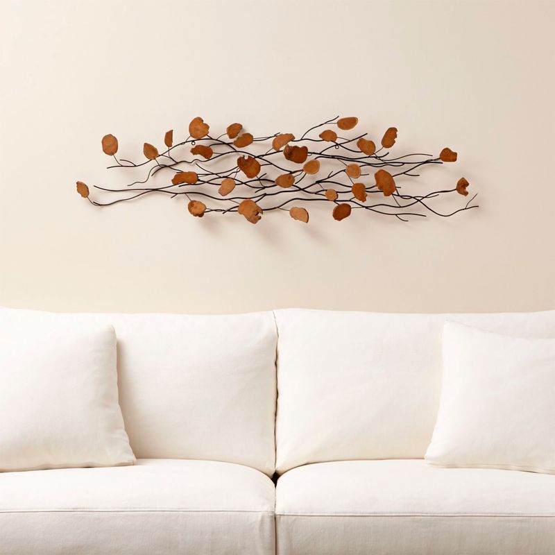 CRATE & BARREL - Arte de pared Teakroot en Metal 33 cm x 131 cm 