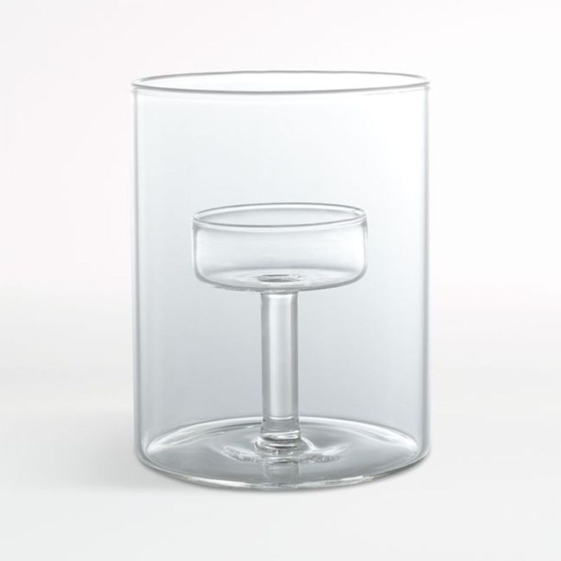 CRATE & BARREL - Porta velas Elsa en Vidrio 10 cm x 8 cm 