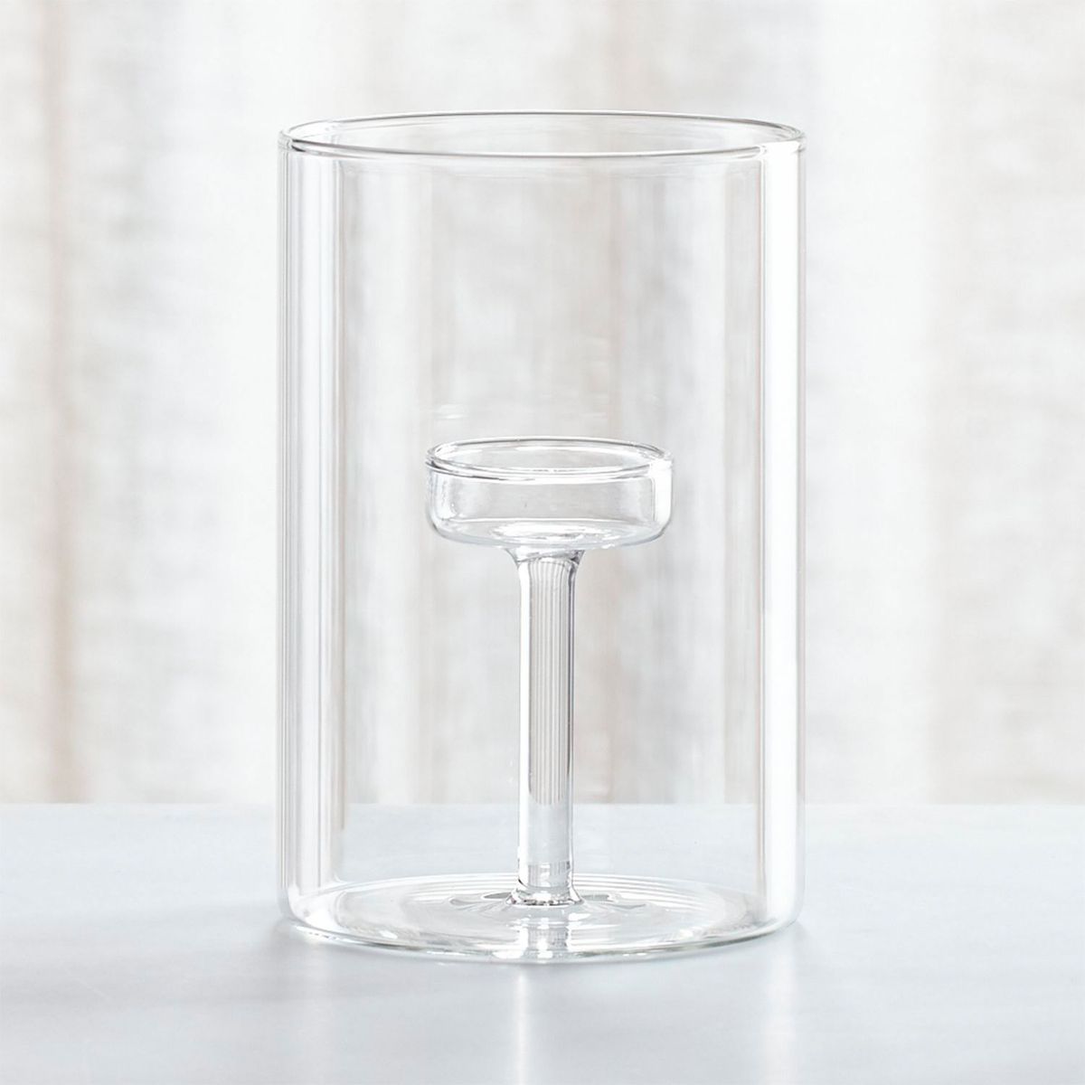 CRATE & BARREL - Porta velas Elsa en Vidrio 15 cm x 10 cm 