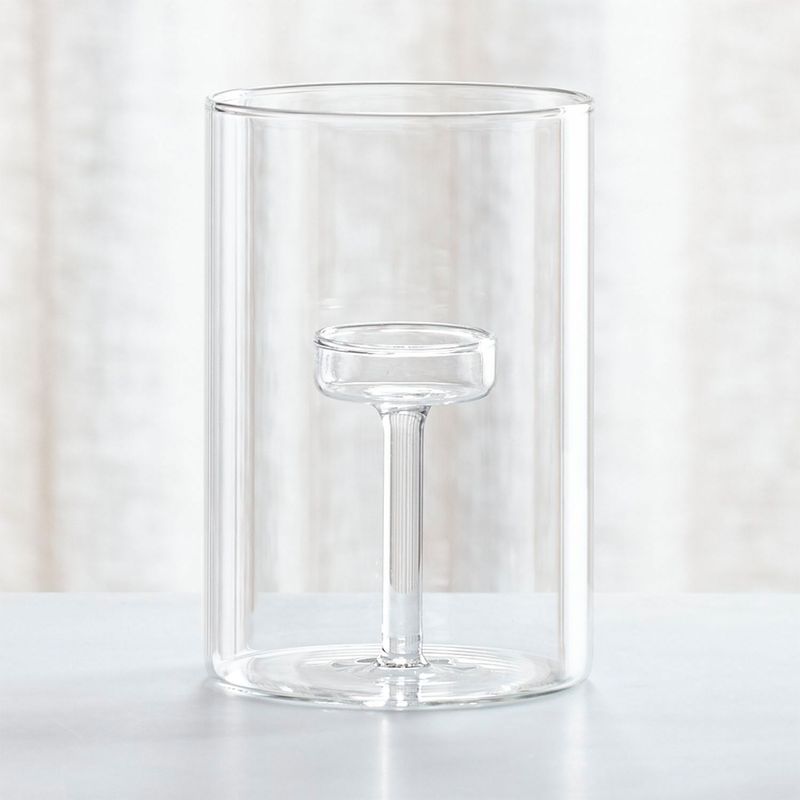 CRATE & BARREL - Porta velas Elsa en Vidrio 15 cm x 10 cm 
