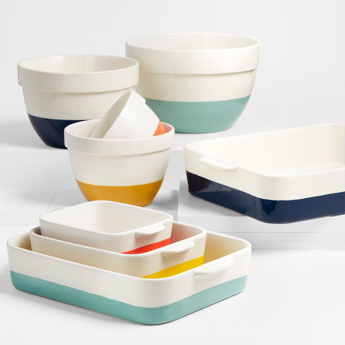 CRATE & BARREL - Bowls Maeve Gres para Mezclar x4