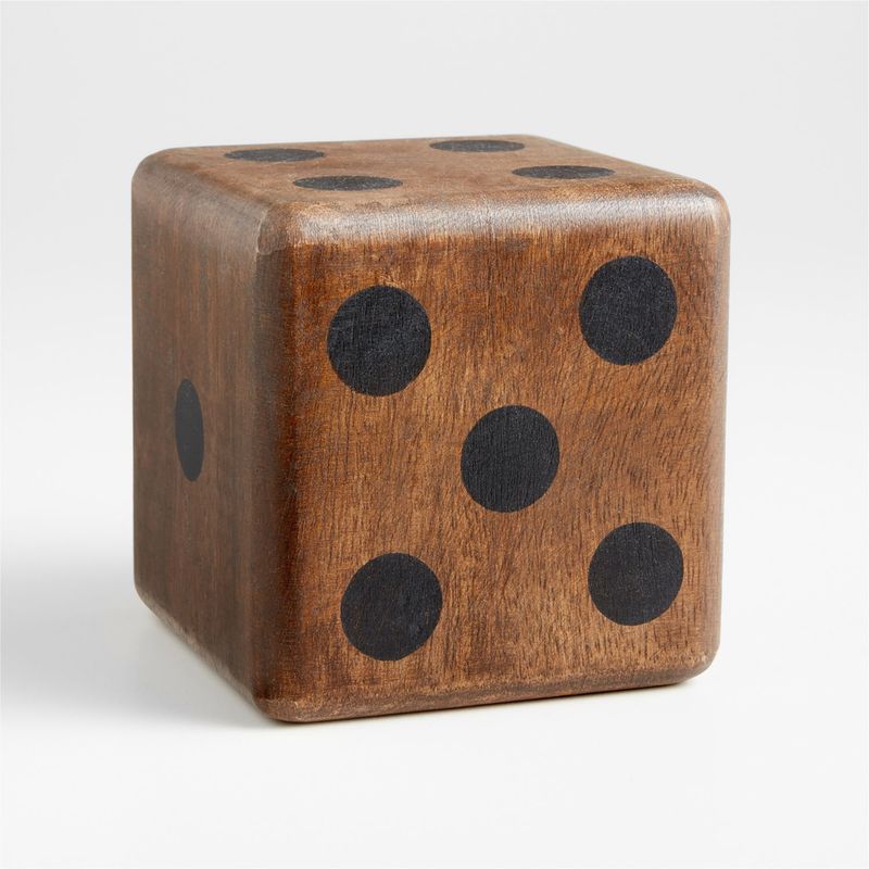 CRATE & BARREL - Adorno Dado en Madera mango 10 cm x 10 cm 