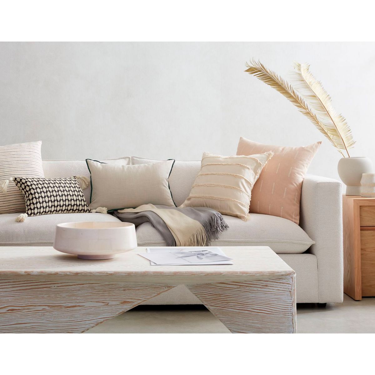 CRATE & BARREL - Funda de cojín Cozette 58 cm x 58 cm