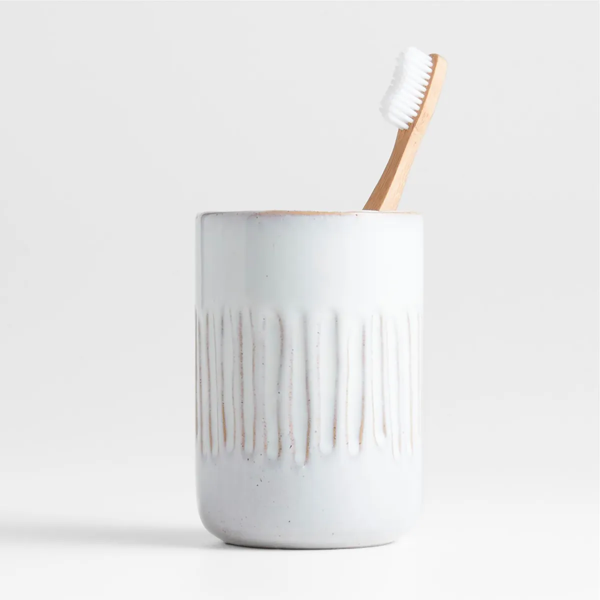 CRATE & BARREL - Contenedor de Cerámica Marah Blanco 7.6 x 7.6 cm