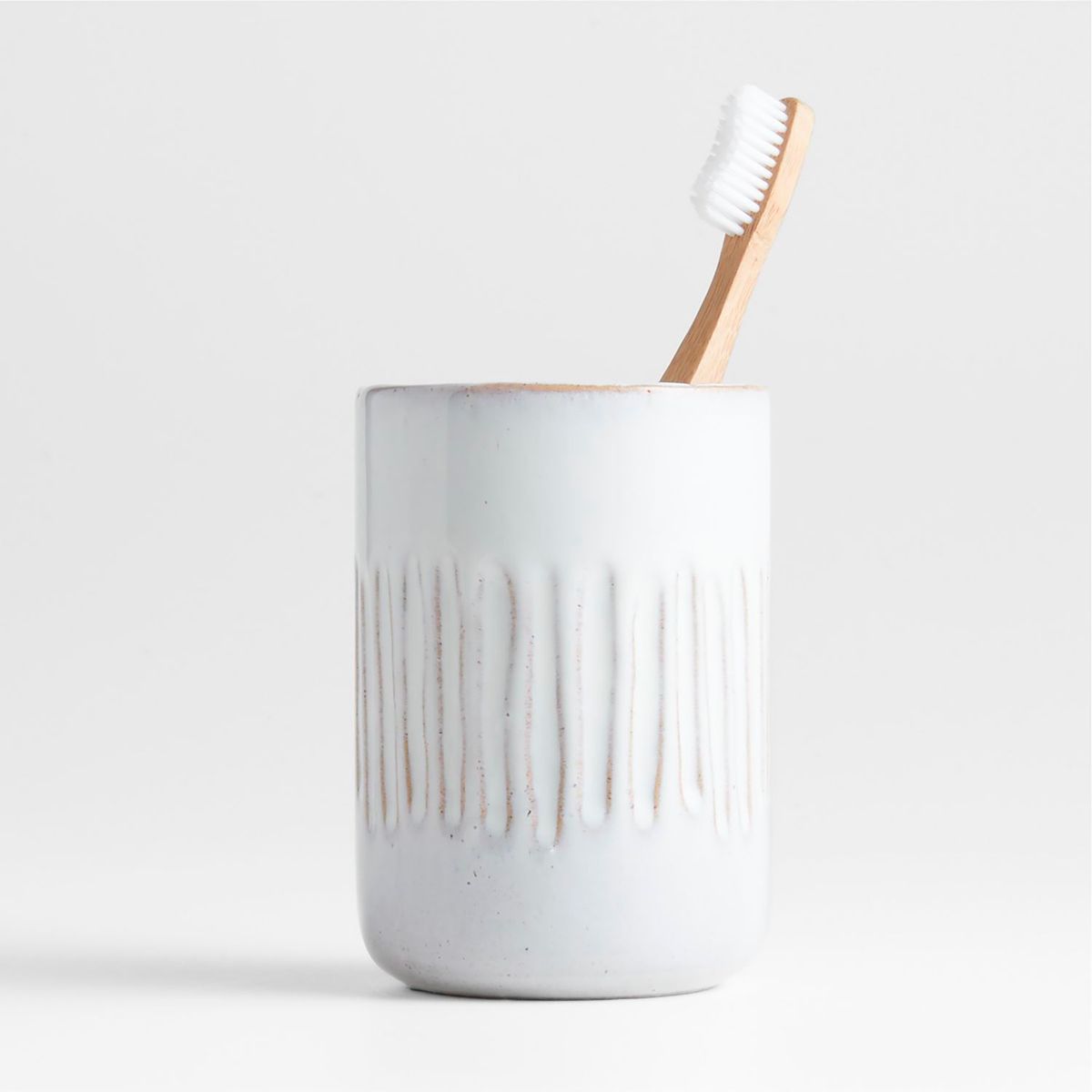 CRATE & BARREL - Contenedor de Cerámica Marah Blanco 7.6 x 7.6 cm