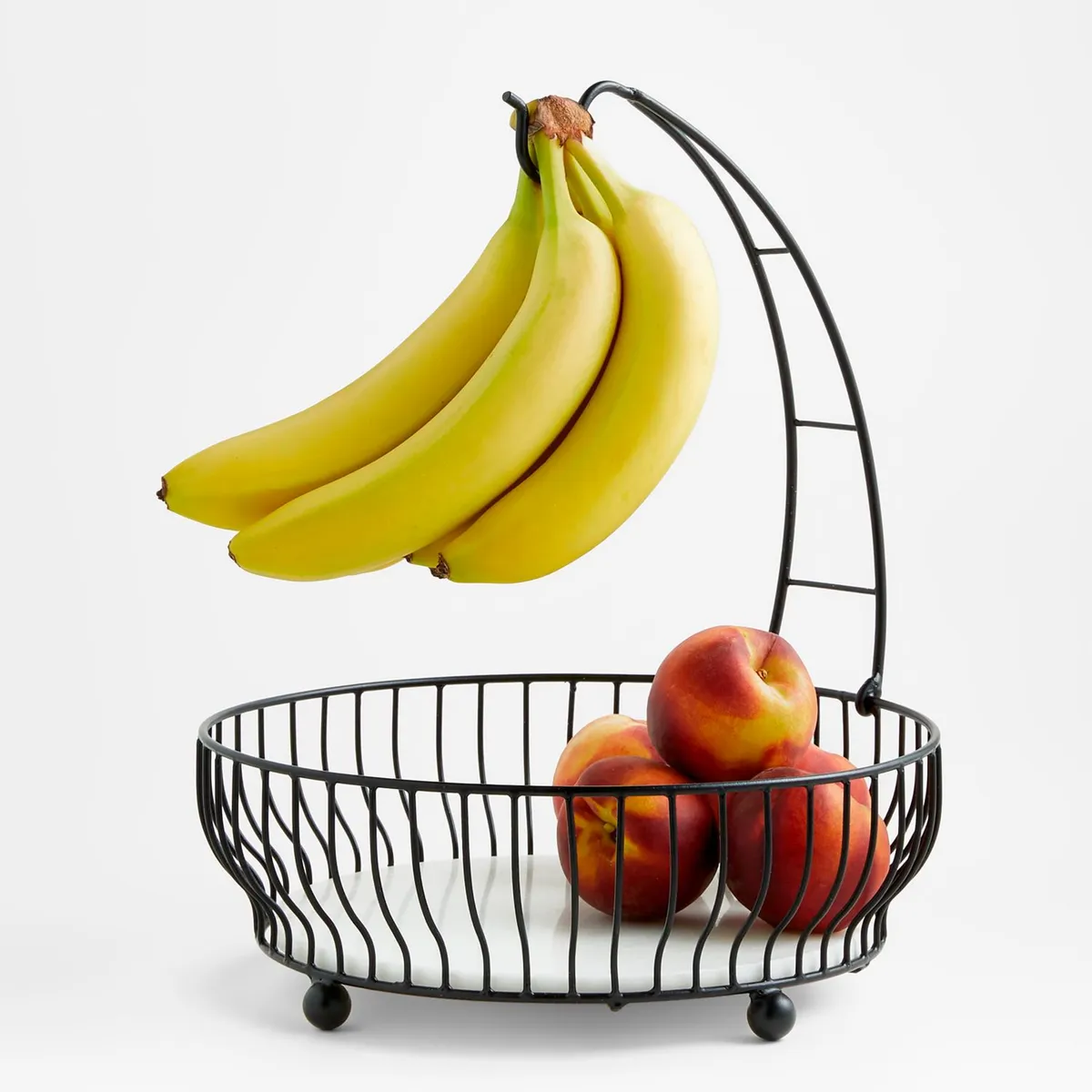 CRATE & BARREL - Frutero Cora Negro con Soporte para Banana 32 x 37 cm