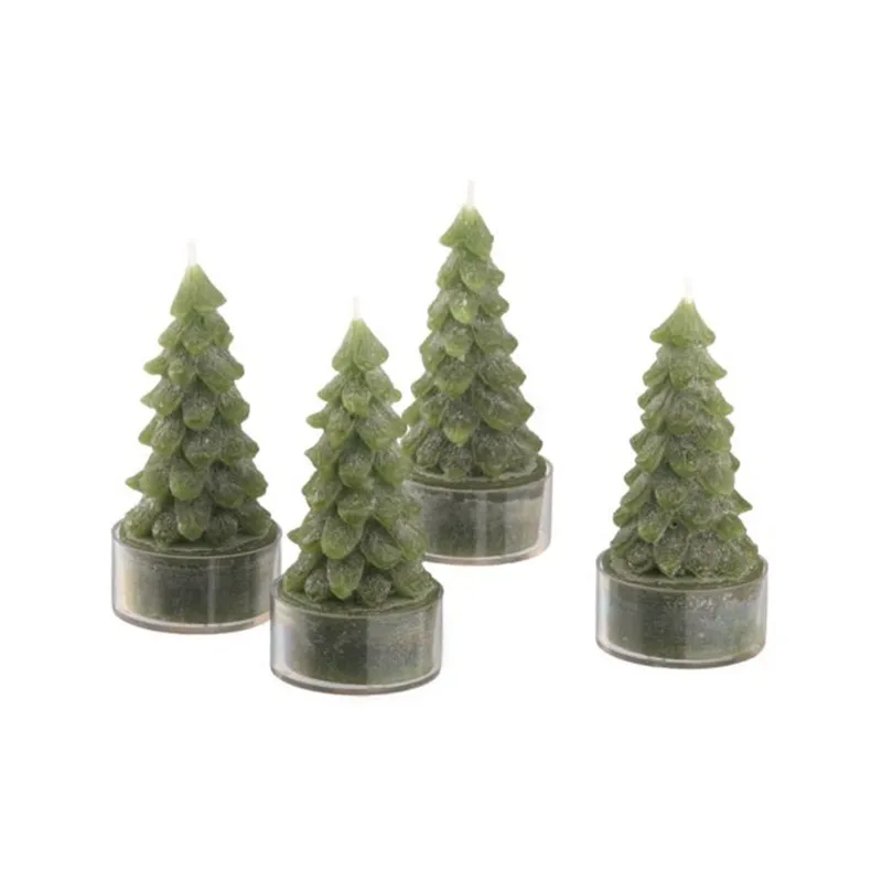 CRATE & BARREL - Vela sin aroma Pine Tree en Cera 8 cm x 4 cm set x 4
