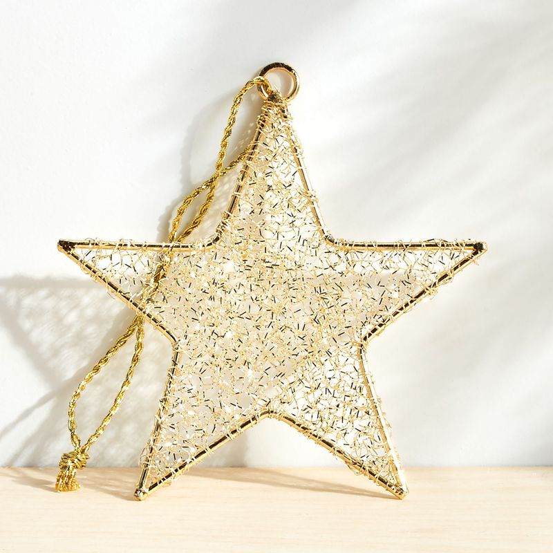 CRATE & BARREL - Adorno para árbol Tinsel Star en Metal 9 cm x 10 cm