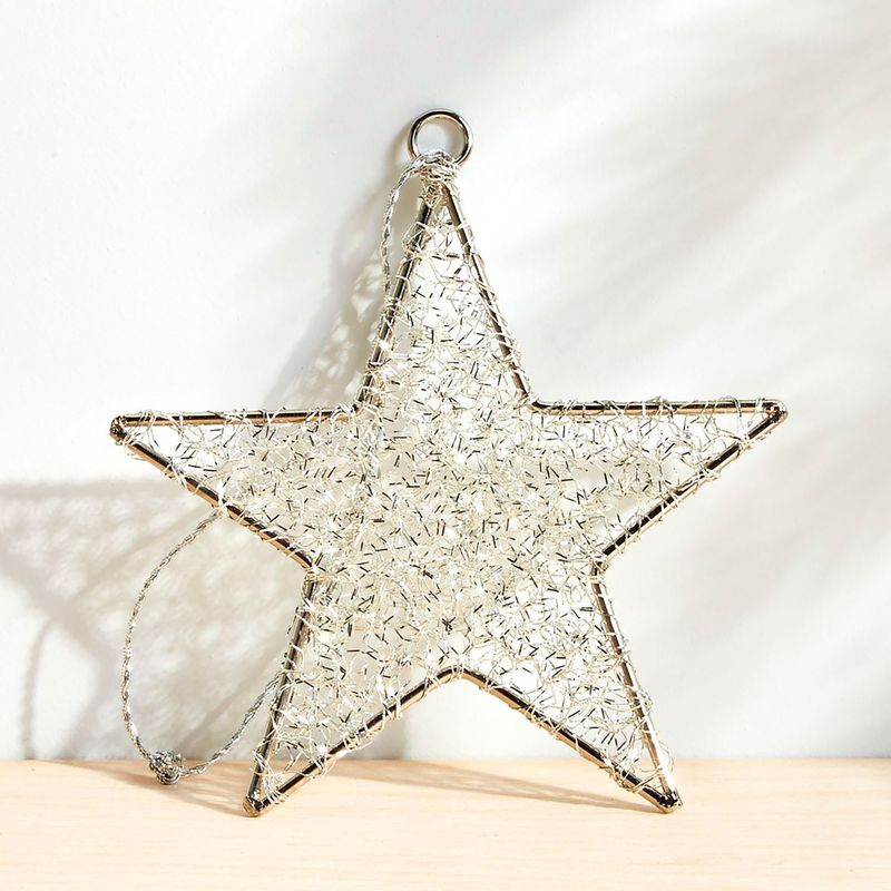 CRATE & BARREL - Adorno para árbol Tinsel Star en Metal 9 cm x 10 cm