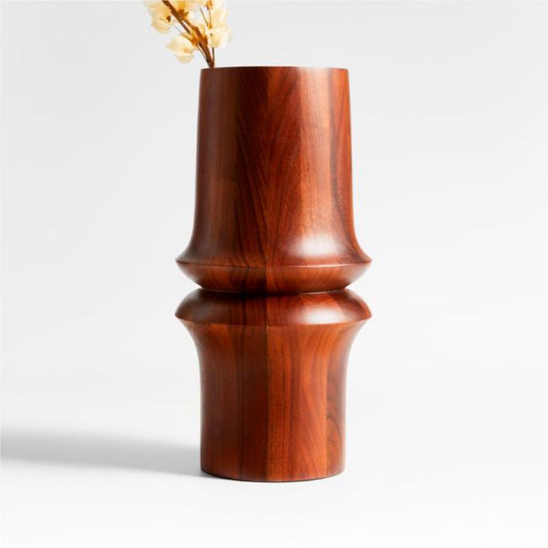 CRATE & BARREL - Jarrón Century en Acacia 36 cm x 17 cm 