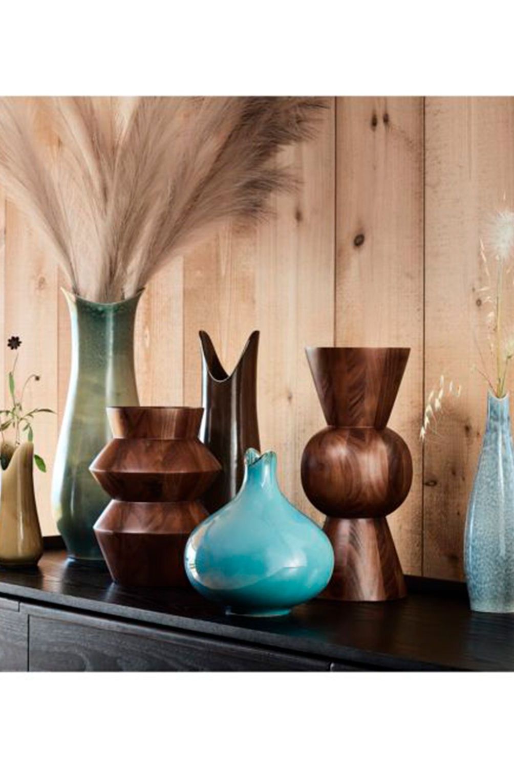 CRATE & BARREL - Jarrón Century en Acacia 36 cm x 17 cm 