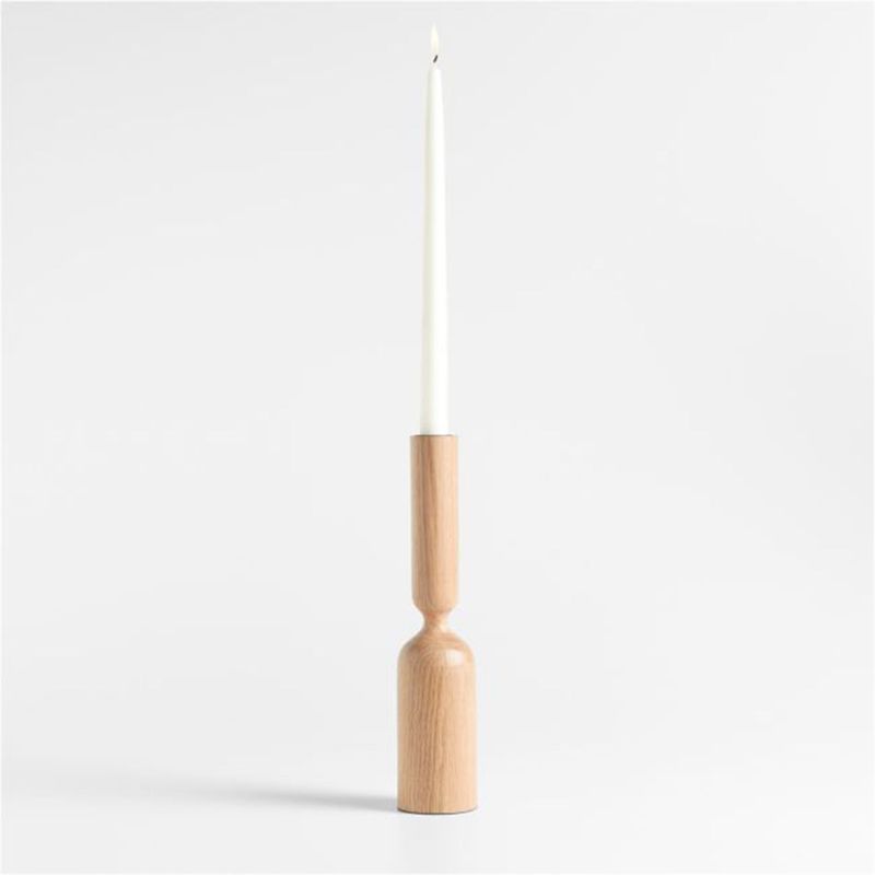 CRATE & BARREL - Porta velas Asker en Madera roble 28 cm x 6 cm 