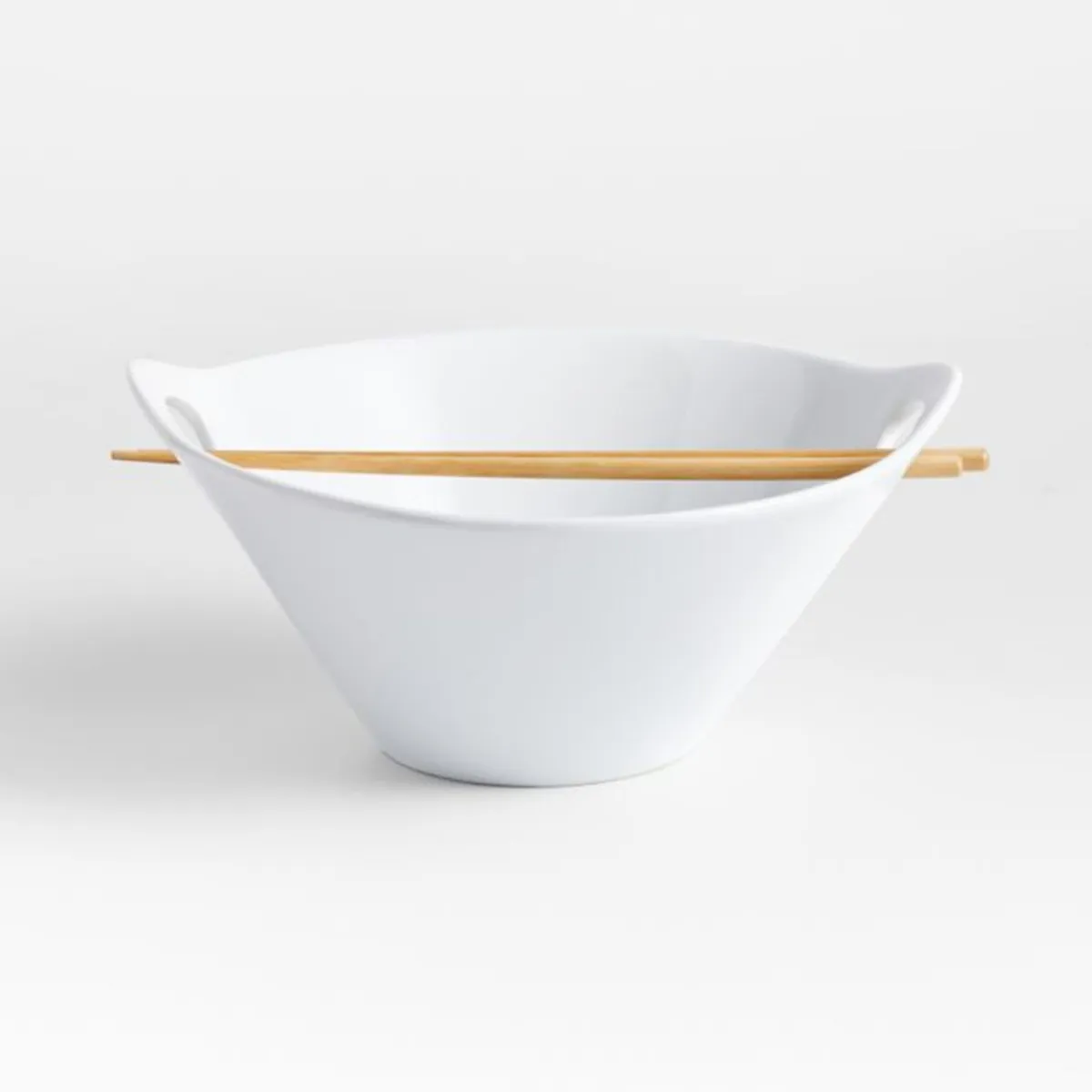 CRATE & BARREL - Bowl Kai en Porcelana  Blanco 28 cm (Incluye Palitos)