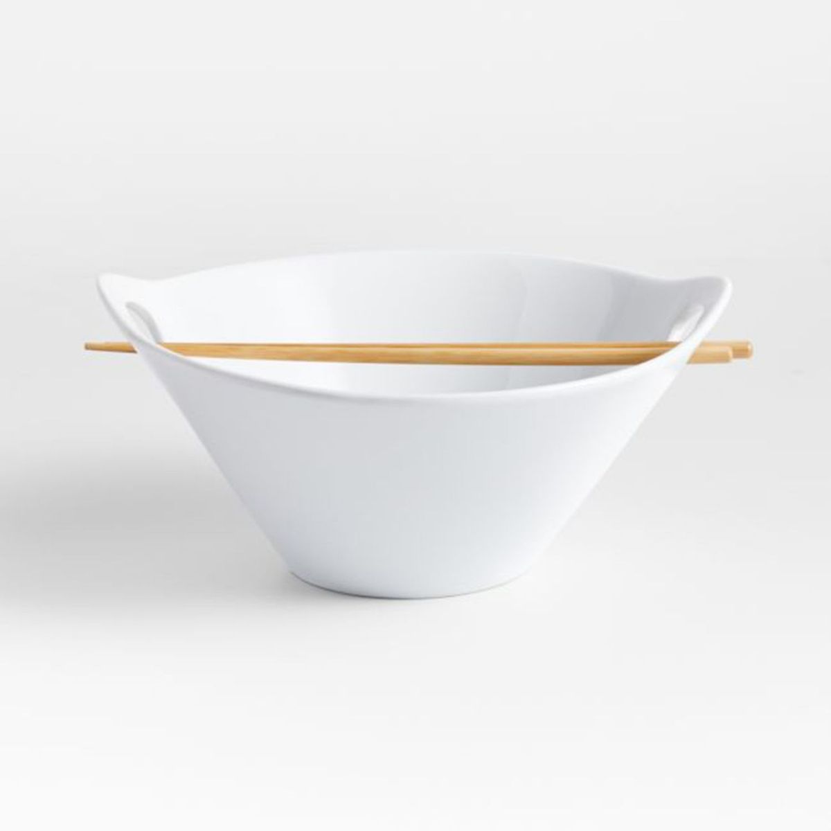 CRATE & BARREL - Bowl Kai en Porcelana  Blanco 28 cm (Incluye Palitos)