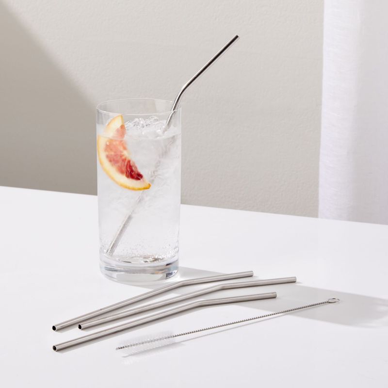 CRATE & BARREL - Set x4 Pitillos en Acero Inoxidable