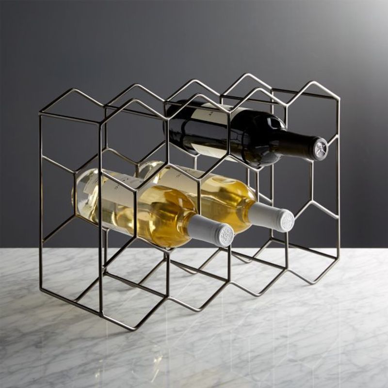 CRATE & BARREL - Organizador de Botellas de Vino en Metal 44 x 30 cm