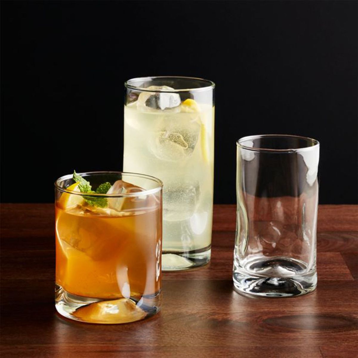 CRATE & BARREL - Vaso corto Impressions de Vidrio  12 oz