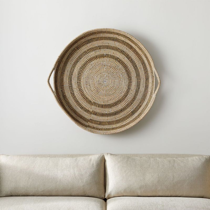 CRATE & BARREL - Arte de pared Dana en Fibra natural 99 cm x 99 cm 