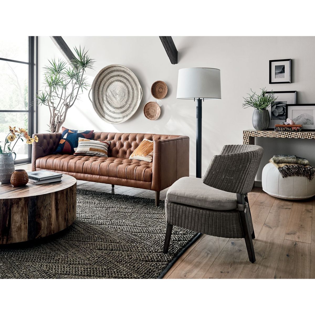 CRATE & BARREL - Arte de pared Dana en Fibra natural 99 cm x 99 cm 