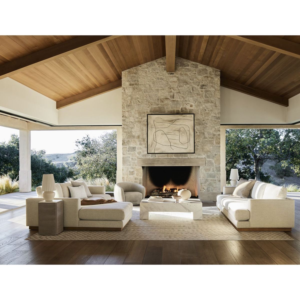 CRATE & BARREL - Sofá Tidal 3 Puestos 236 cm en Tela Beige