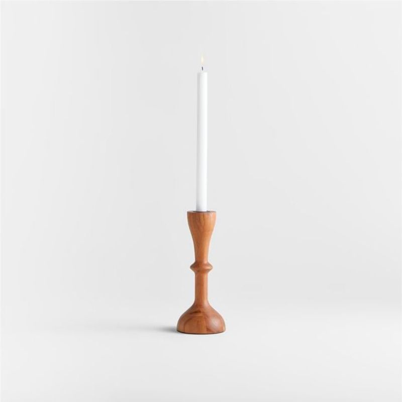 CRATE & BARREL - Porta velas Vantaa en Madera mango 24 cm x 10 cm 