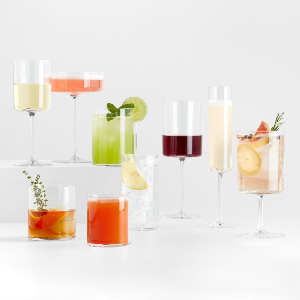 CRATE & BARREL - Vaso alto Edge de Vidrio  13 oz