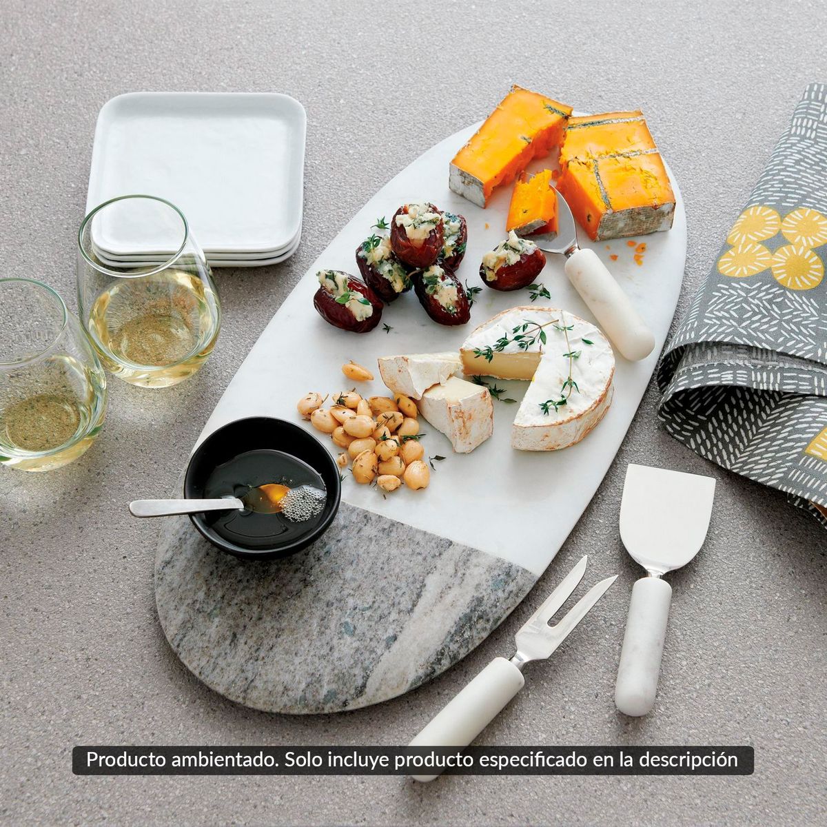 CRATE & BARREL - Tabla de Mármol de 2 Tonos Grande