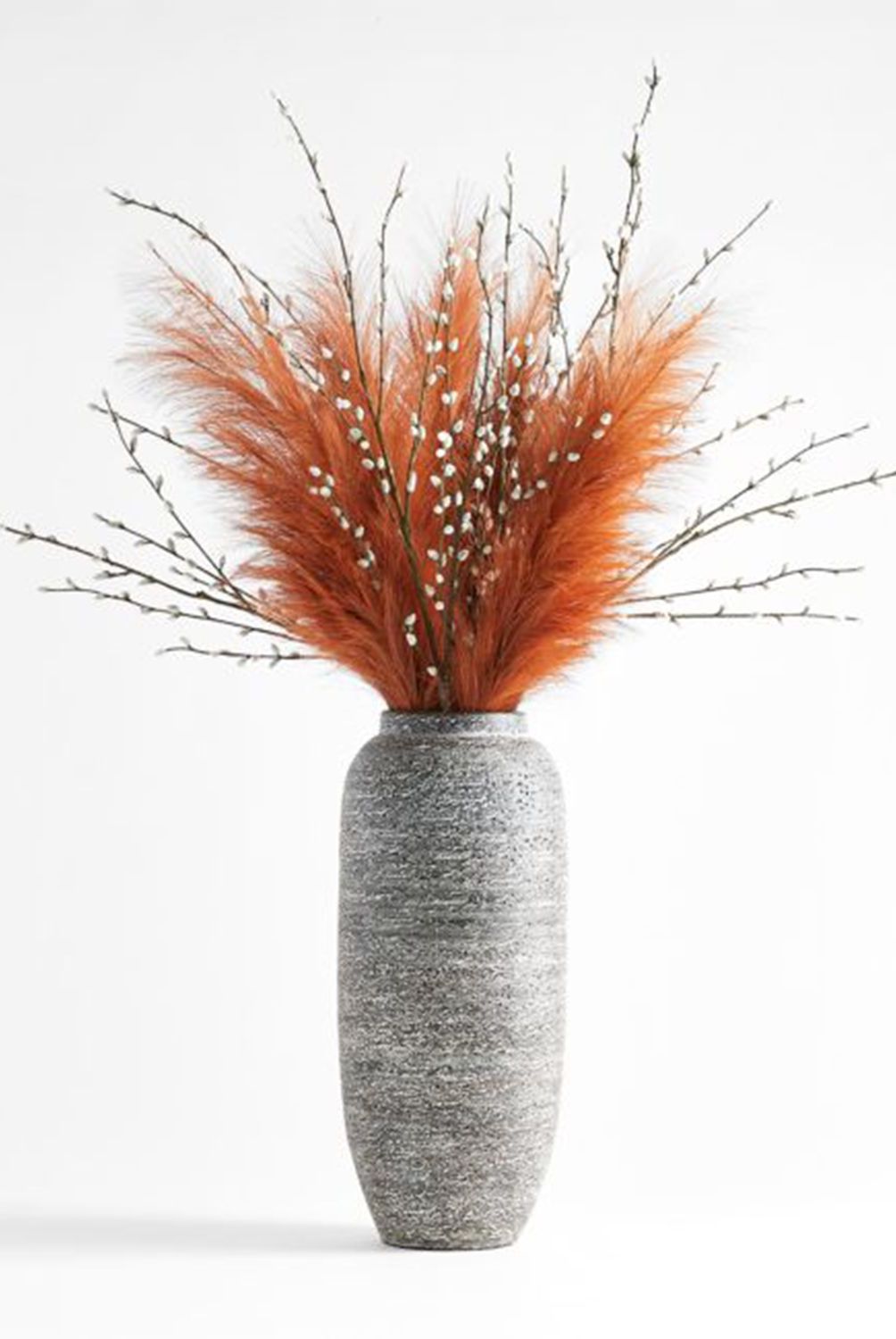 CRATE & BARREL - Jarrón de Piso Timber Gris 26 x 60 cm