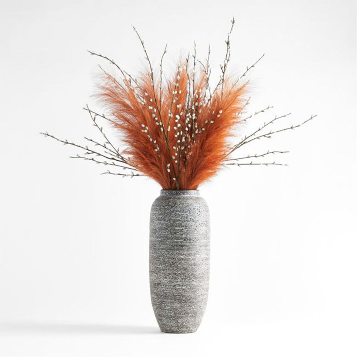 CRATE & BARREL - Jarrón de Piso Timber Gris 26 x 60 cm