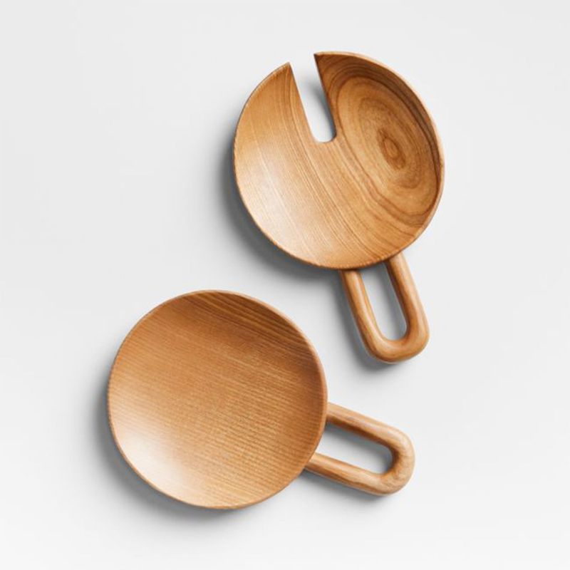 CRATE & BARREL - Cubiertos para Servir Ensalada Molly Baz en Madera 2 Piezas