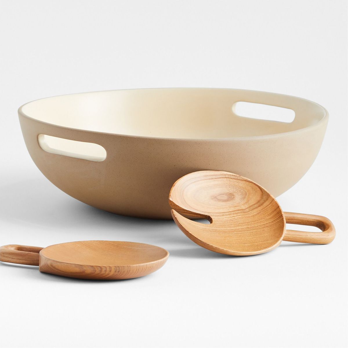 CRATE & BARREL - Cubiertos para Servir Ensalada Molly Baz en Madera 2 Piezas