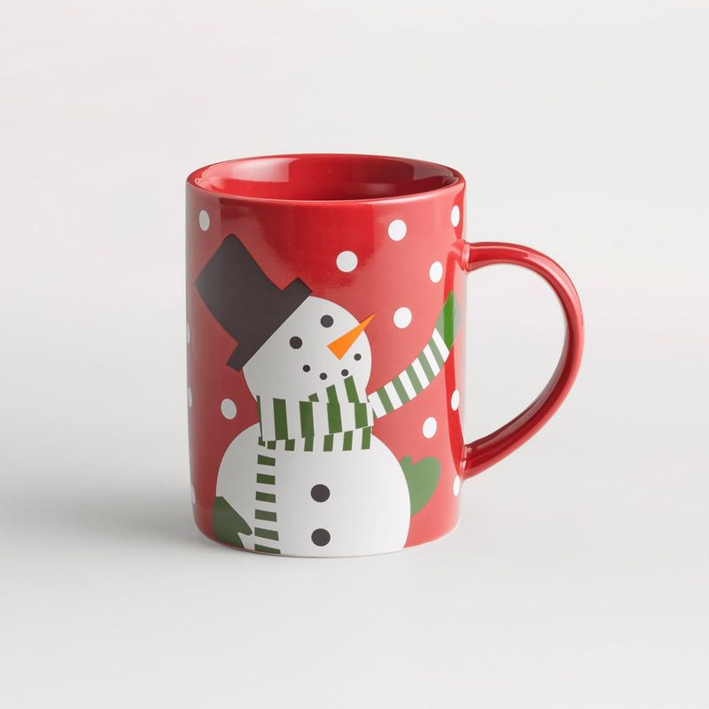 CRATE & BARREL - Mug Navideño Jolly Duo en Gres 12 cm