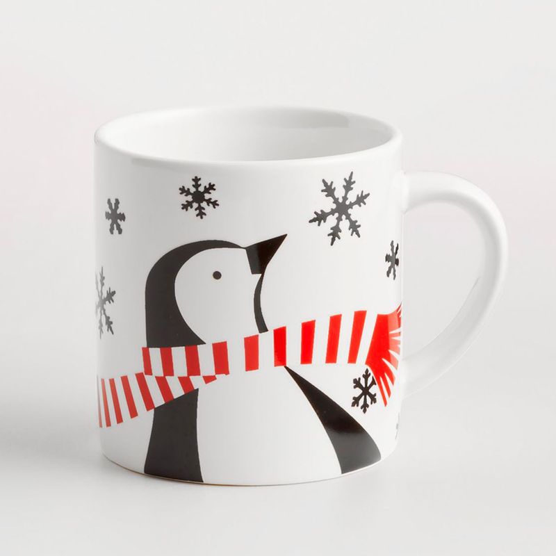 CRATE & BARREL - Mug Navideño Jolly Duo en Gres 10 cm