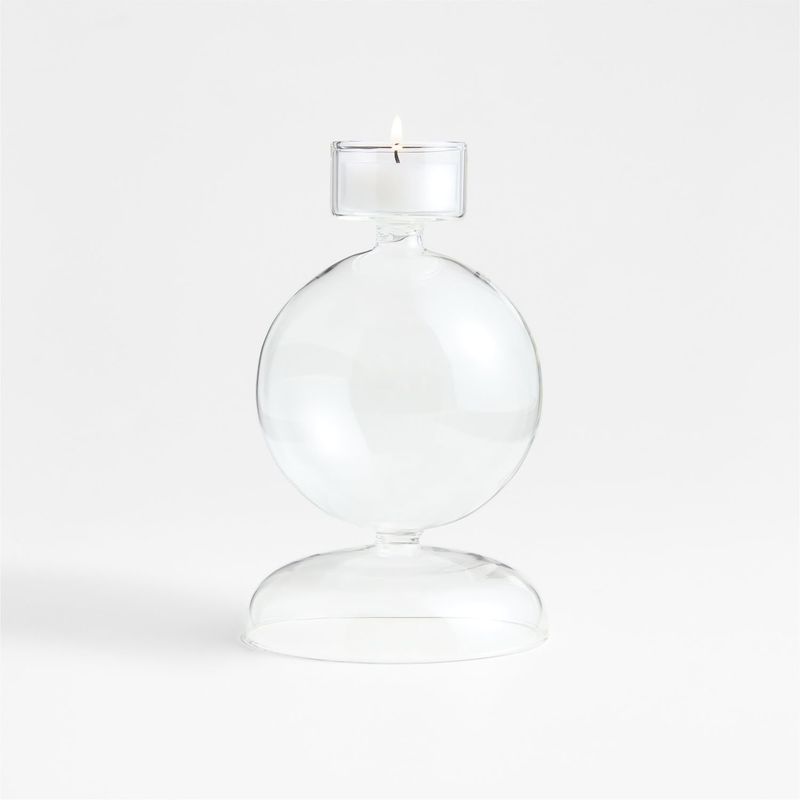 CRATE & BARREL - Porta velas Venezia en Vidrio 17 cm x 10 cm 