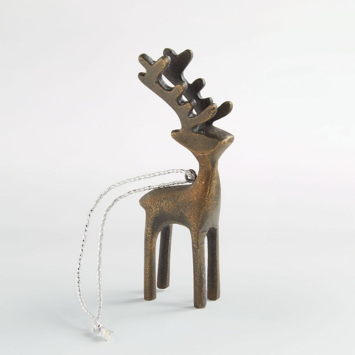 CRATE & BARREL - Adorno para árbol Bronze Reindeer en Aluminio 10 cm x 4 cm