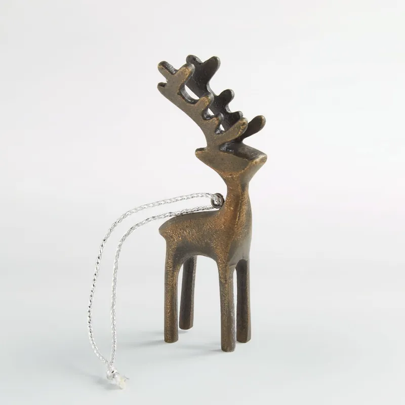 CRATE & BARREL - Adorno para árbol Bronze Reindeer en Aluminio 10 cm x 4 cm