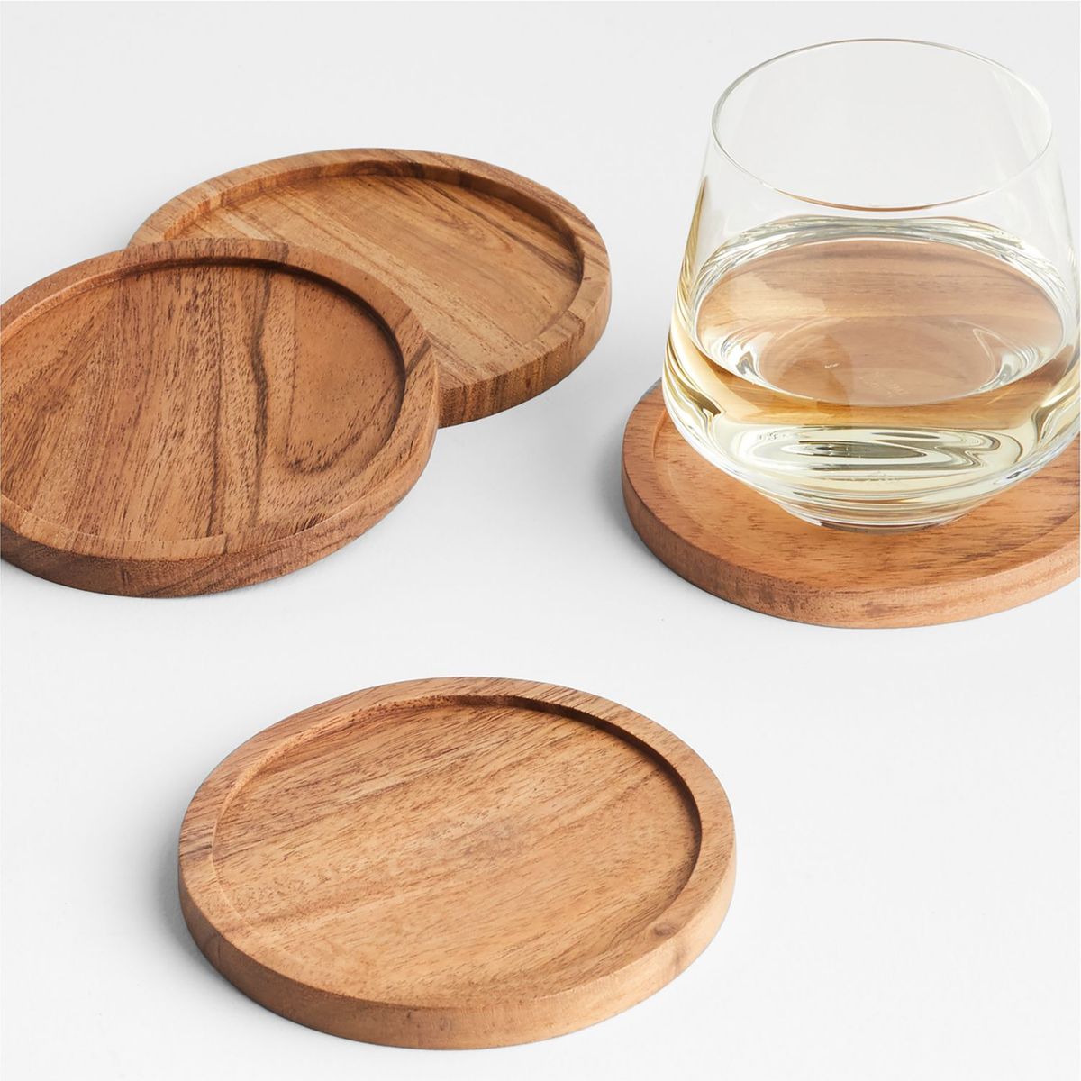 CRATE & BARREL - PORTAVASOS TONDO ACACIA SETX4