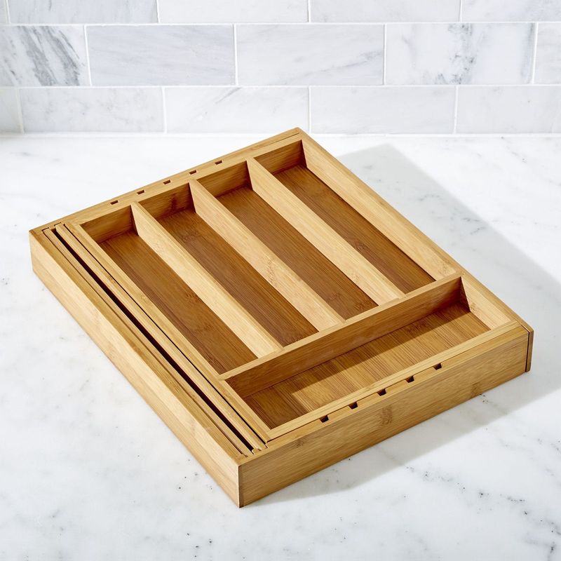 CRATE & BARREL - Organizador de Cubiertos en Bambú 
