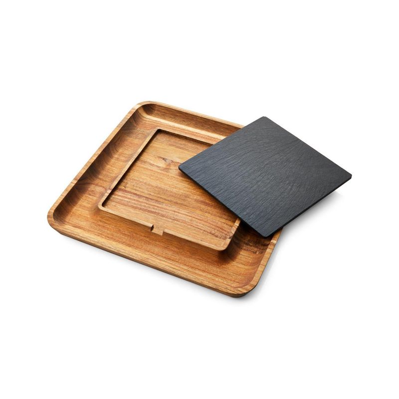 CRATE & BARREL - Bandeja Madera 34 x 34 cm