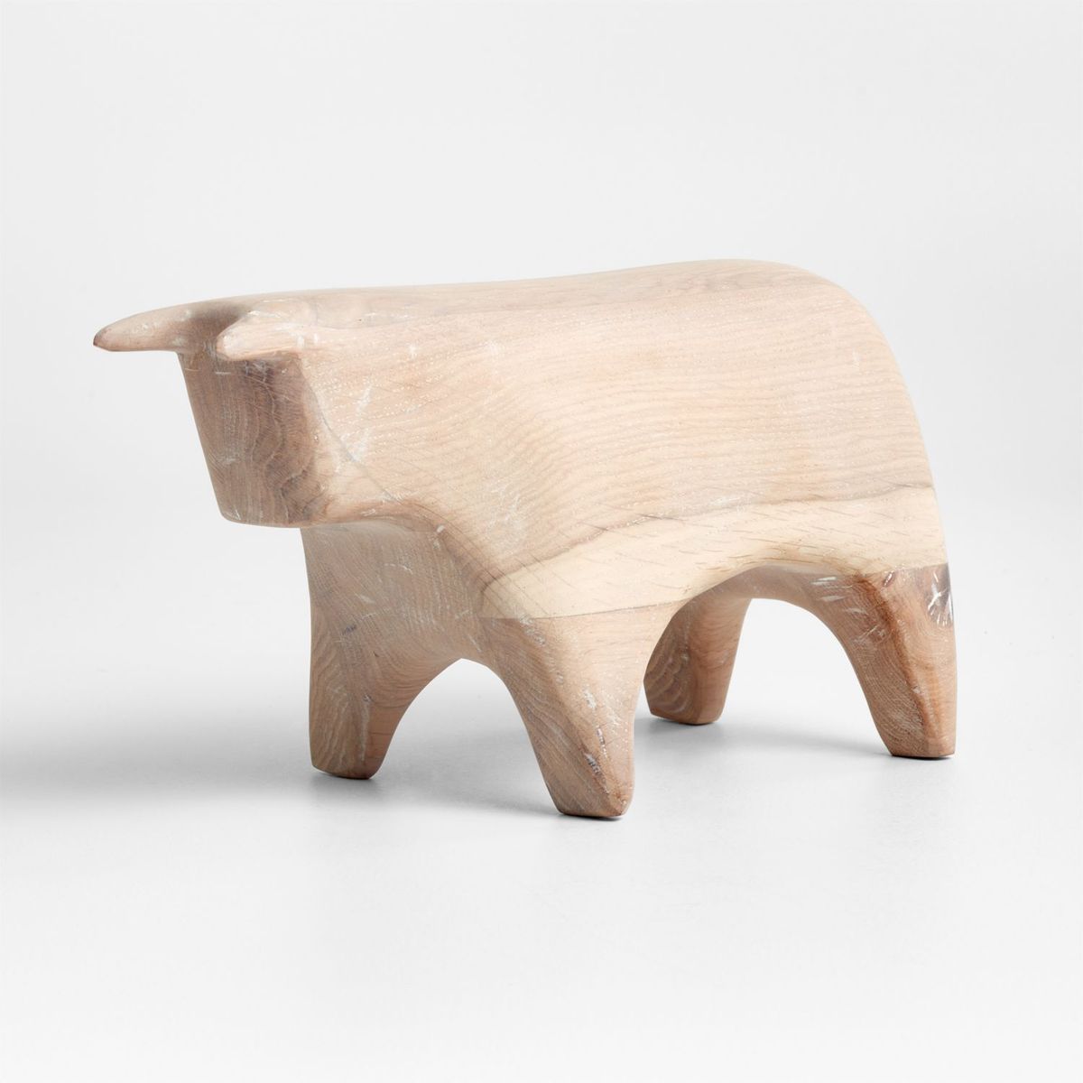 CRATE & BARREL - Adorno Toro en Madera roble  x 25 cm 
